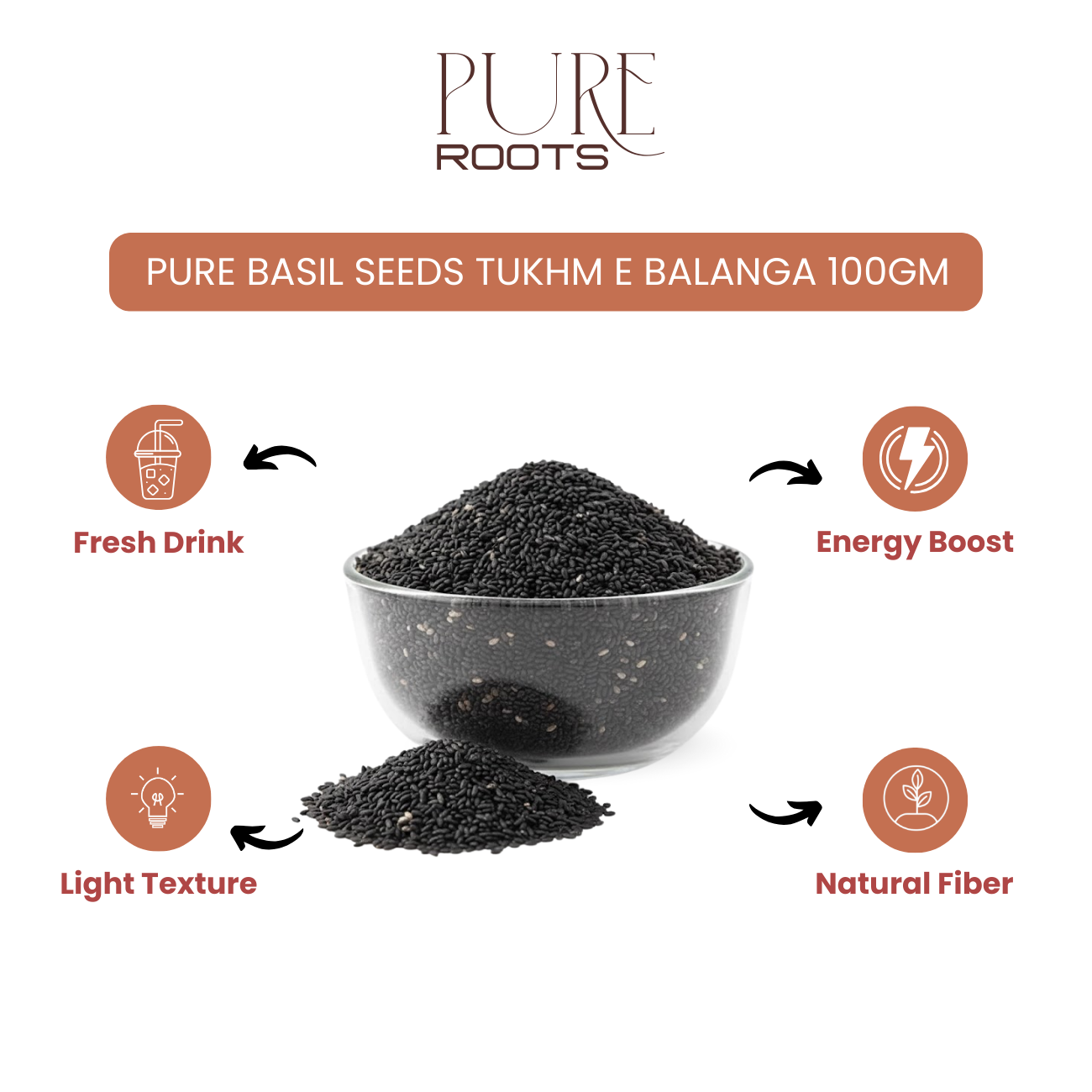 Pure Basil Seeds Tukhm e Balanga 100gm